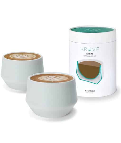 זוג כוסות קפוצינו פורצלן לבן דופן כפולה KRUVE IMAGINE 250 ml